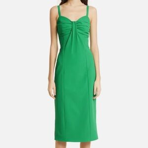 CINQ A SEPT ERICA GREEN HYACINTH SLEEVELESS MIDI DRESS